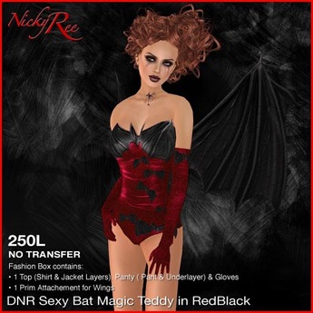 Second Life Marketplace - *DNR* Sexy Bat Magic Teddy RedBlack